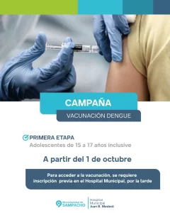 💉 ¡Lanzamos la Campaña de Vacunación contra el Dengue en Sampacho!